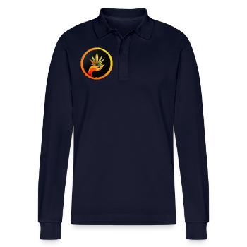Marijuana leaf - LOGO button 1 - Stanley/Stella Unisex Bio-Langarm-Poloshirt Prepster - Navy - Vorne - Anna (173cm)