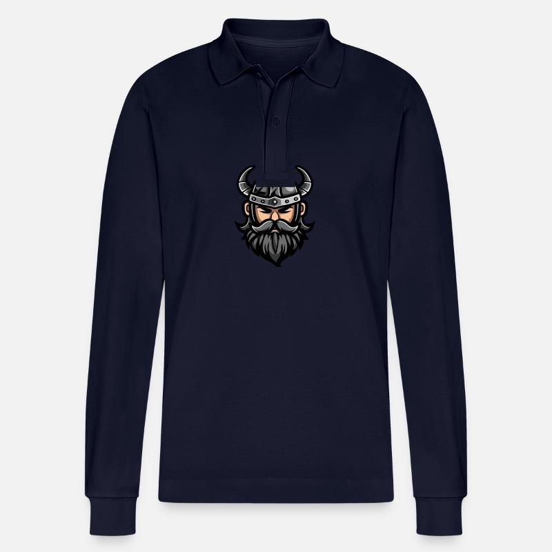 Wikinger Kopf Valhalla - Stanley/Stella Unisex Bio-Langarm-Poloshirt Prepster - Navy