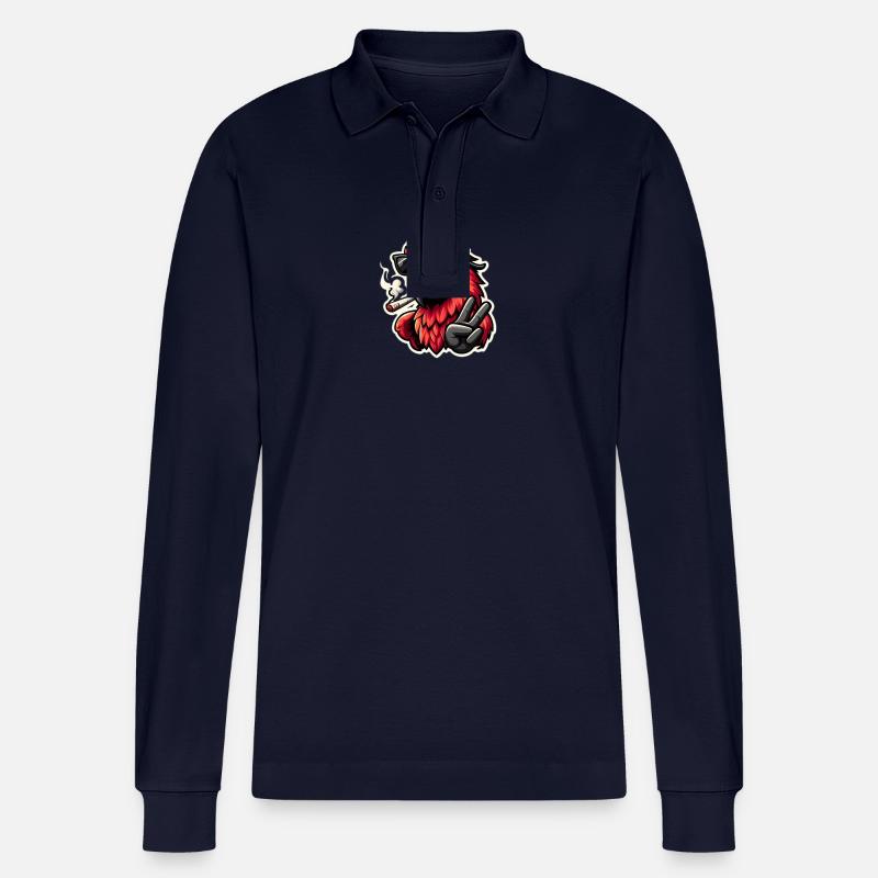 Cooler Papagei mit Sonnenbrille - Stanley/Stella Unisex Bio-Langarm-Poloshirt Prepster - Navy