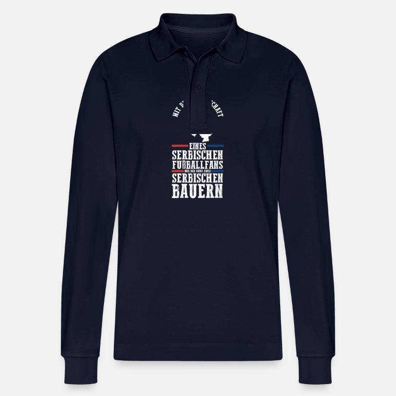 Serben Serbisch Serbien - Stanley/Stella Unisex Bio-Langarm-Poloshirt Prepster - Navy
