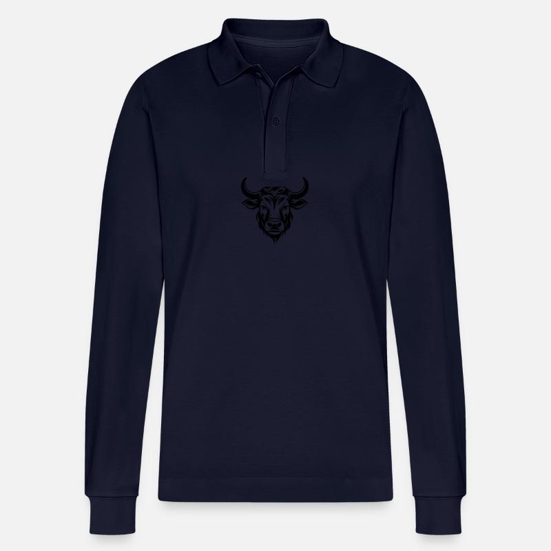 Stier Bulle Kopf - Stanley/Stella Unisex Bio-Langarm-Poloshirt Prepster - Navy