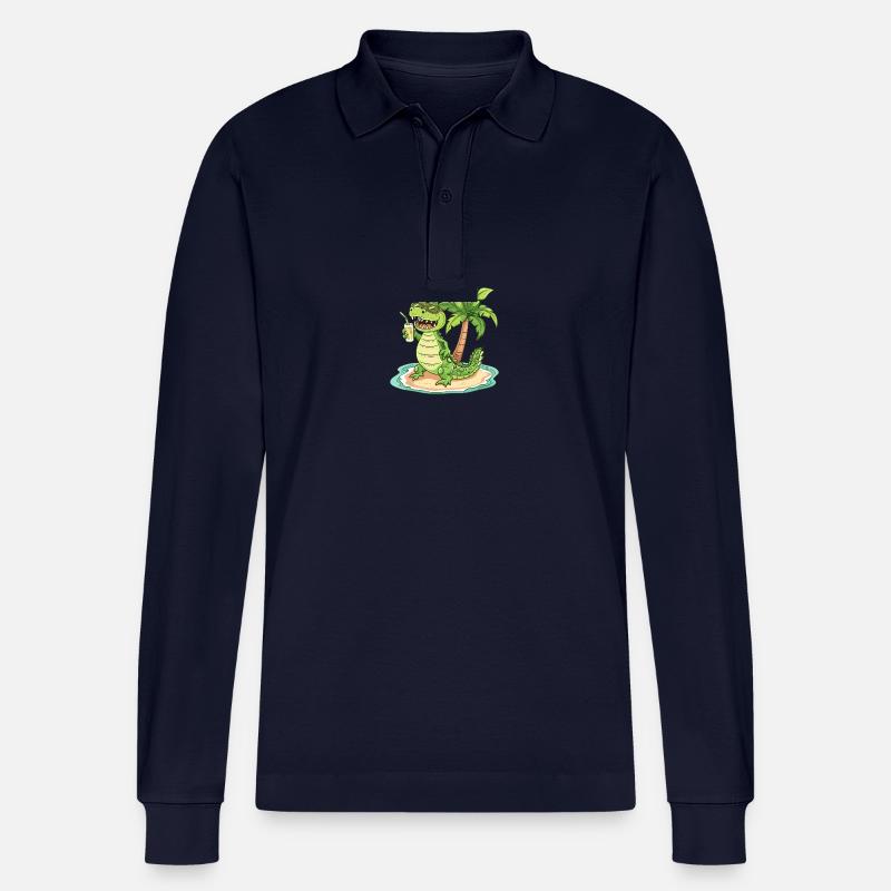 Alligator Sommer Strand Comic - Stanley/Stella Unisex Bio-Langarm-Poloshirt Prepster - Navy