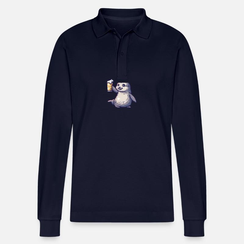 Robbe Tier Bier Pixel - Stanley/Stella Unisex Bio-Langarm-Poloshirt Prepster - Navy