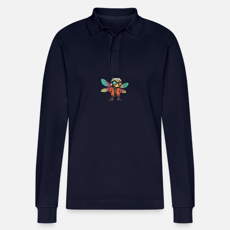 Libelle Winter Comic - Stanley/Stella Unisex Bio-Langarm-Poloshirt Prepster - Navy