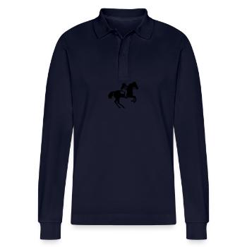 Reiten Pferd Frau Silhouette - Stanley/Stella Unisex Bio-Langarm-Poloshirt Prepster - Navy - Vorne - Anna (173cm)