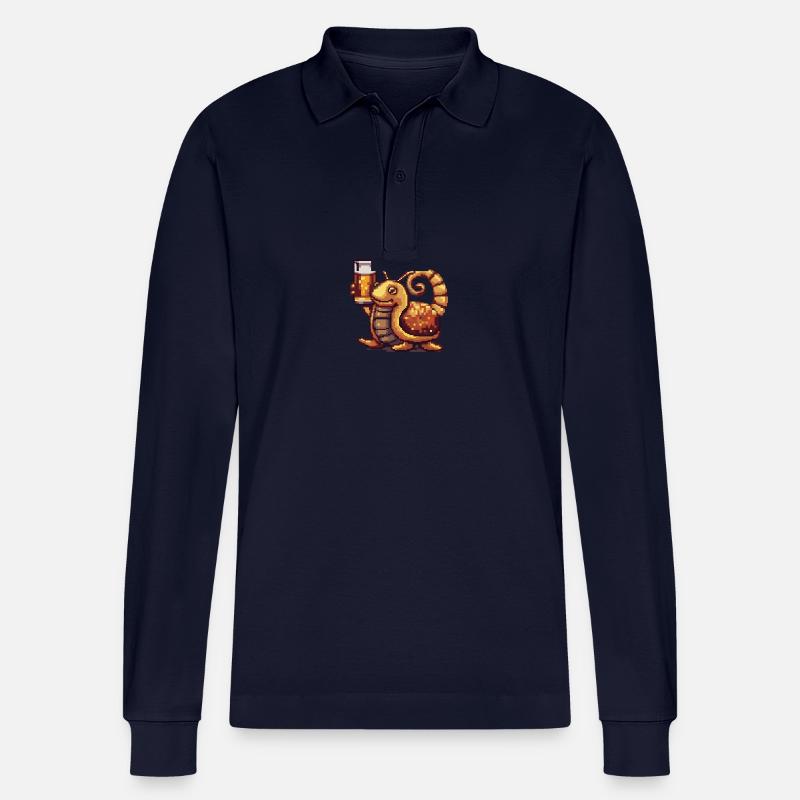 Schnecke Bier Pixel - Stanley/Stella Unisex Bio-Langarm-Poloshirt Prepster - Navy