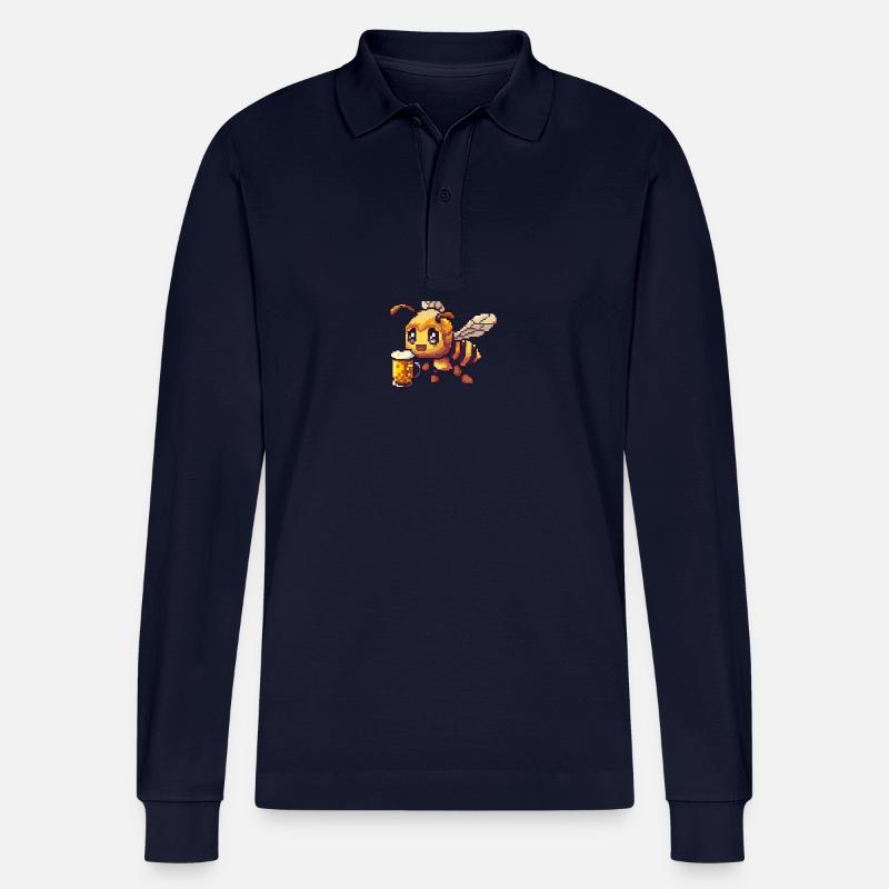 Biene Bier Pixel - Stanley/Stella Unisex Bio-Langarm-Poloshirt Prepster - Navy
