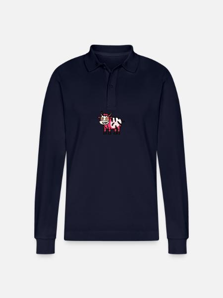 Kuh Halloween Tier - Stanley/Stella Unisex Bio-Langarm-Poloshirt Prepster - Navy