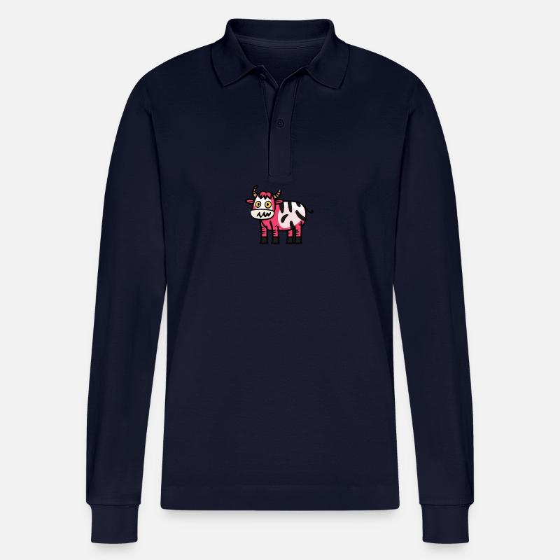 Kuh Halloween Tier - Stanley/Stella Unisex Bio-Langarm-Poloshirt Prepster - Navy