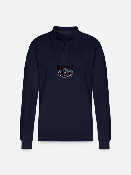 Gorilla Beast - Stanley/Stella Organic Unisex Long-Sleeved Polo Shirt Prepster - navy