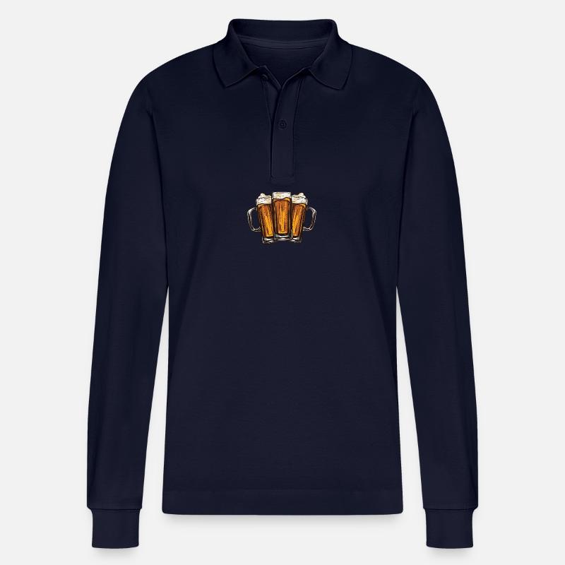 Bier Team Bierglas - Stanley/Stella Unisex Bio-Langarm-Poloshirt Prepster - Navy