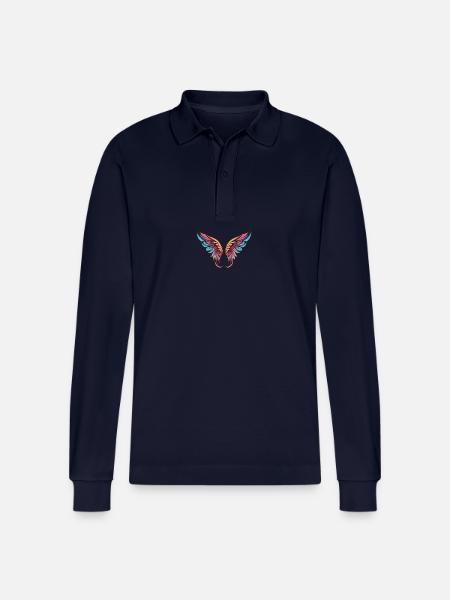 Wing symbolism - Stanley/Stella Organic Unisex Long-Sleeved Polo Shirt Prepster - navy