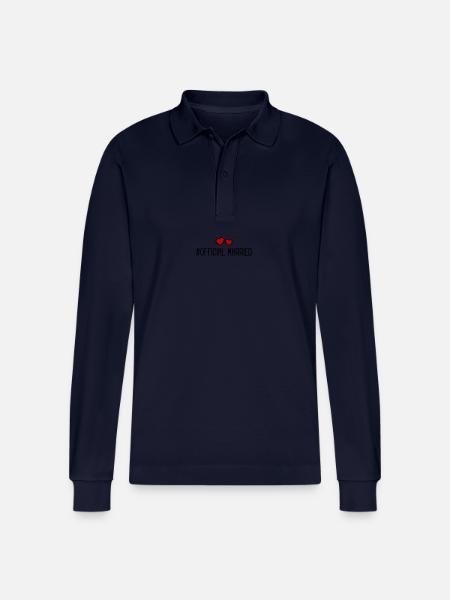 Married Wedding Heart - Stanley/Stella Organic Unisex Long-Sleeved Polo Shirt Prepster - navy