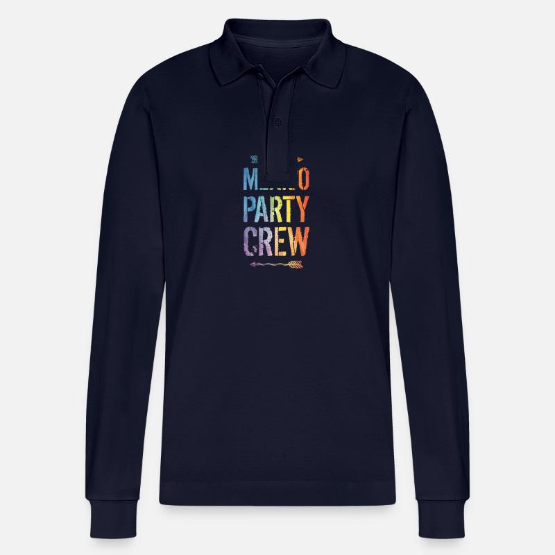 Mexiko Party Crew Spruch - Stanley/Stella Unisex Bio-Langarm-Poloshirt Prepster - Navy