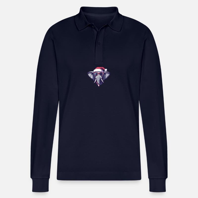 Éléphant Noël Cool - Polo à manches longues bio PREPSTER Stanley/Stella Unisexe - bleu marine