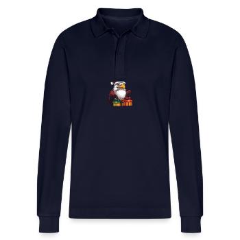 Adler Weihnachten Comic Geschenke - Stanley/Stella Unisex Bio-Langarm-Poloshirt Prepster - Navy - Vorne - Anna (173cm)