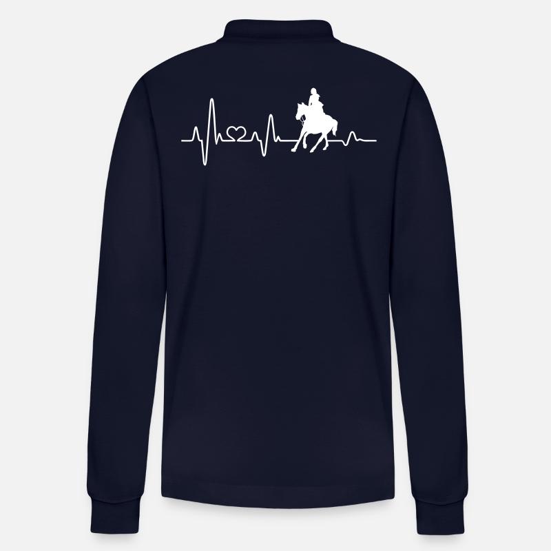 Pferd Reiterin Reiten Mädchen Herzschlag Reiter - Stanley/Stella Unisex Bio-Langarm-Poloshirt Prepster - Navy
