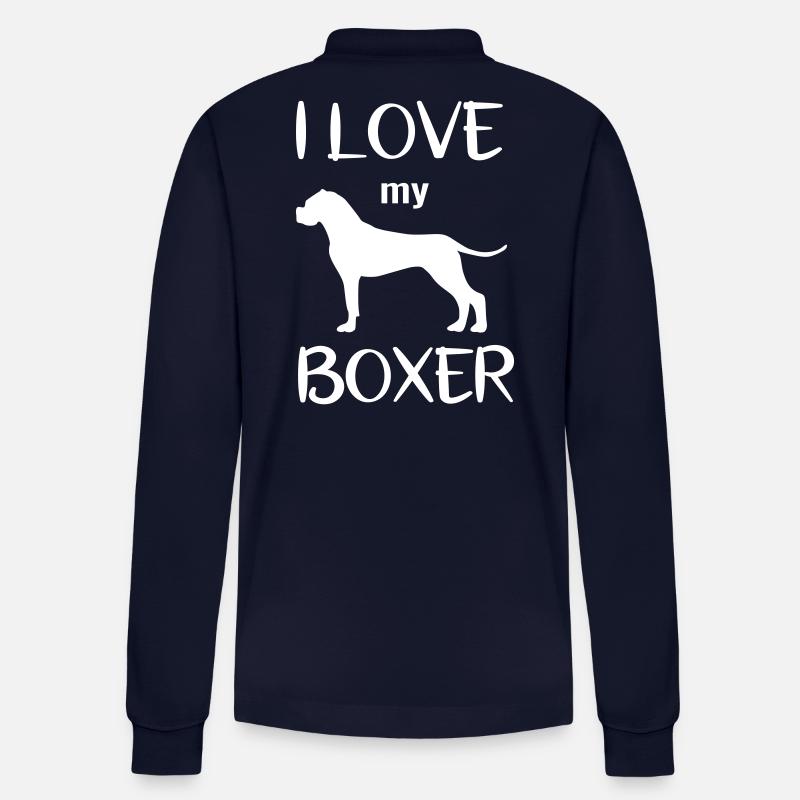 Deutscher Boxer Geschenkidee Hundeliebe Hunderasse - Stanley/Stella Unisex Bio-Langarm-Poloshirt Prepster - Navy