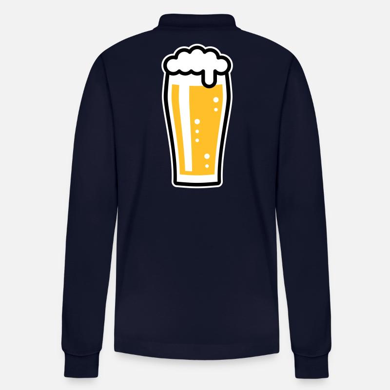 Bierglas (Bier / Willibecher / 3C) - Stanley/Stella Unisex Bio-Langarm-Poloshirt Prepster - Navy