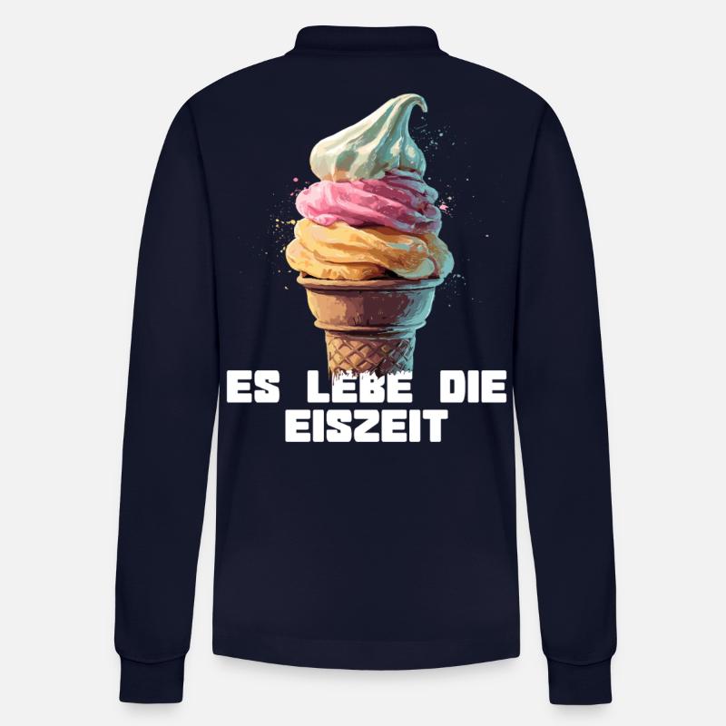 Es lebe die Eiszeit - Waffel - Stanley/Stella Unisex Bio-Langarm-Poloshirt Prepster - Navy
