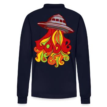 UFO Love rétro sixties enfants coloré drôle - Polo à manches longues bio PREPSTER Stanley/Stella Unisexe - bleu marine - Dos