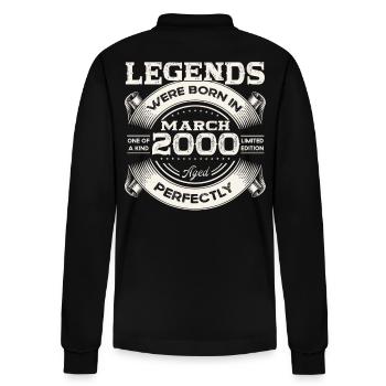 25th Birthday Man Legend March Vintage 2000 - Stanley/Stella Organic Unisex Long-Sleeved Polo Shirt Prepster - black - Back - Anna (173cm)