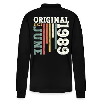 Original June 1989 Born 1989 35th Birthday 89 - Stanley/Stella Organic Unisex Long-Sleeved Polo Shirt Prepster - black - Back - Anna (173cm)
