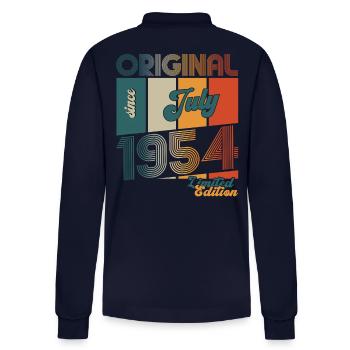 70e anniversaire Original juillet 1954 Né en 1954 - Polo à manches longues bio PREPSTER Stanley/Stella Unisexe - bleu marine - Dos