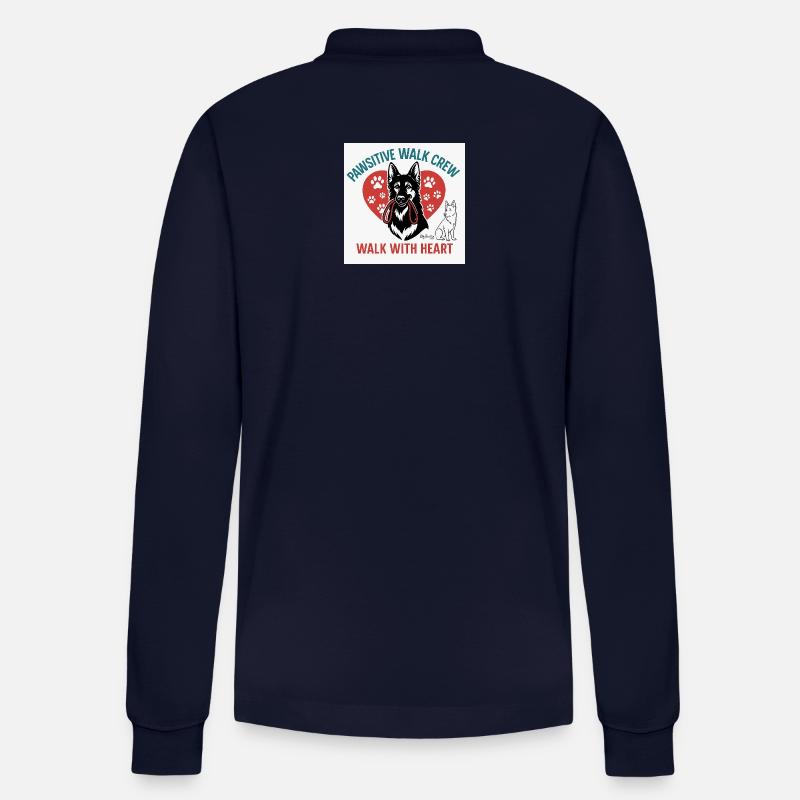 Pawsitive Walk Crew Herzpfoten - Stanley/Stella Unisex Bio-Langarm-Poloshirt Prepster - Navy