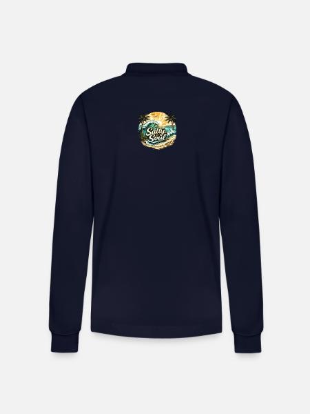 Salty Soul Beach Shirt - Stanley/Stella Organic Unisex Long-Sleeved Polo Shirt Prepster - navy