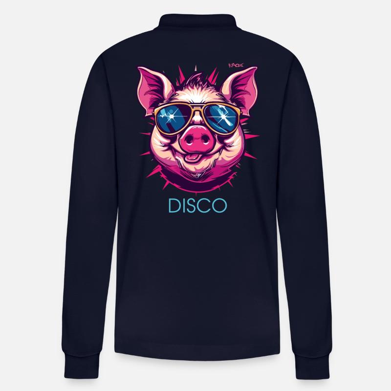 Disco Schwein - Stanley/Stella Unisex Bio-Langarm-Poloshirt Prepster - Navy
