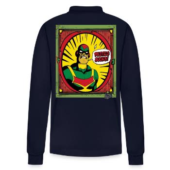 Super anti-hero: Politics is crap - Stanley/Stella Organic Unisex Long-Sleeved Polo Shirt Prepster - navy - Back