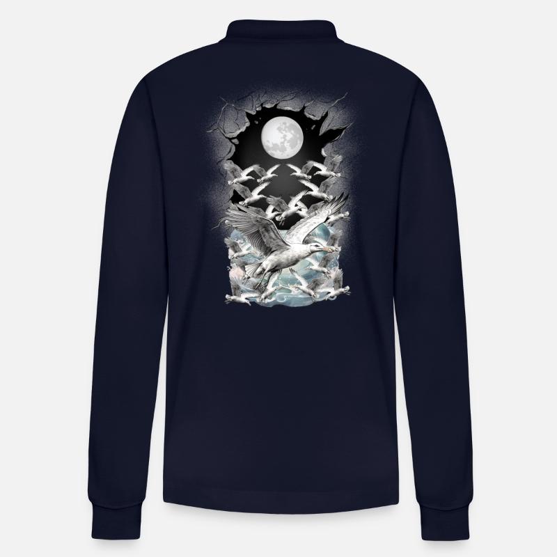 maritim Möwe Möwen - Stanley/Stella Unisex Bio-Langarm-Poloshirt Prepster - Navy