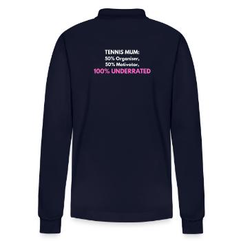 Tennis Mum: 100% Underrated - Stanley/Stella Organic Unisex Long-Sleeved Polo Shirt Prepster - navy - Back