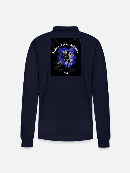 Back_andWhite_IllustrationT-ShirtBelieveinYourself - Stanley/Stella Organic Unisex Long-Sleeved Polo Shirt Prepster - navy