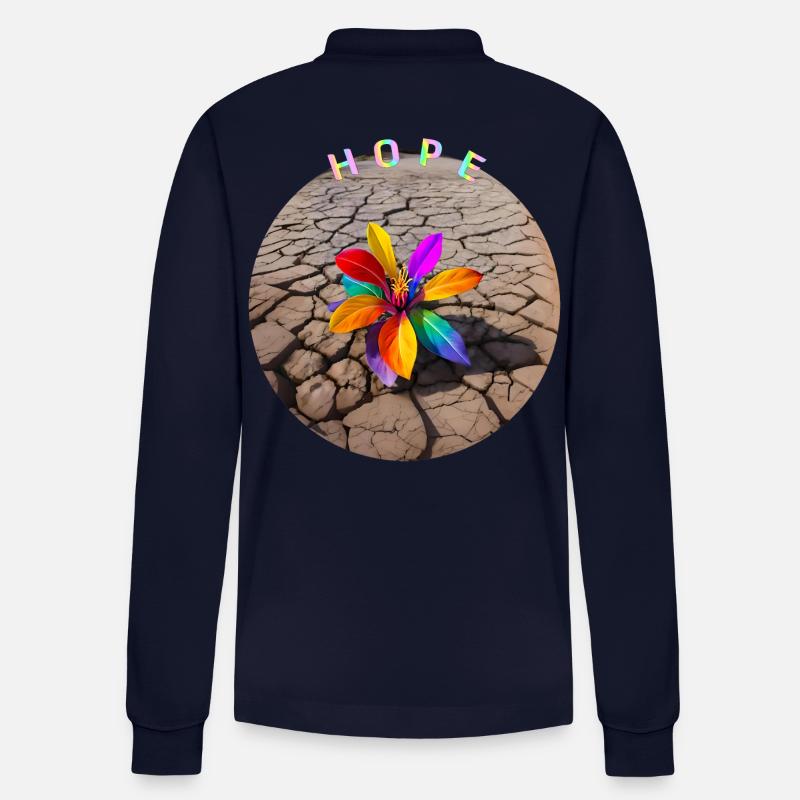 Regenbogenblume der Hoffnung - Stanley/Stella Unisex Bio-Langarm-Poloshirt Prepster - Navy