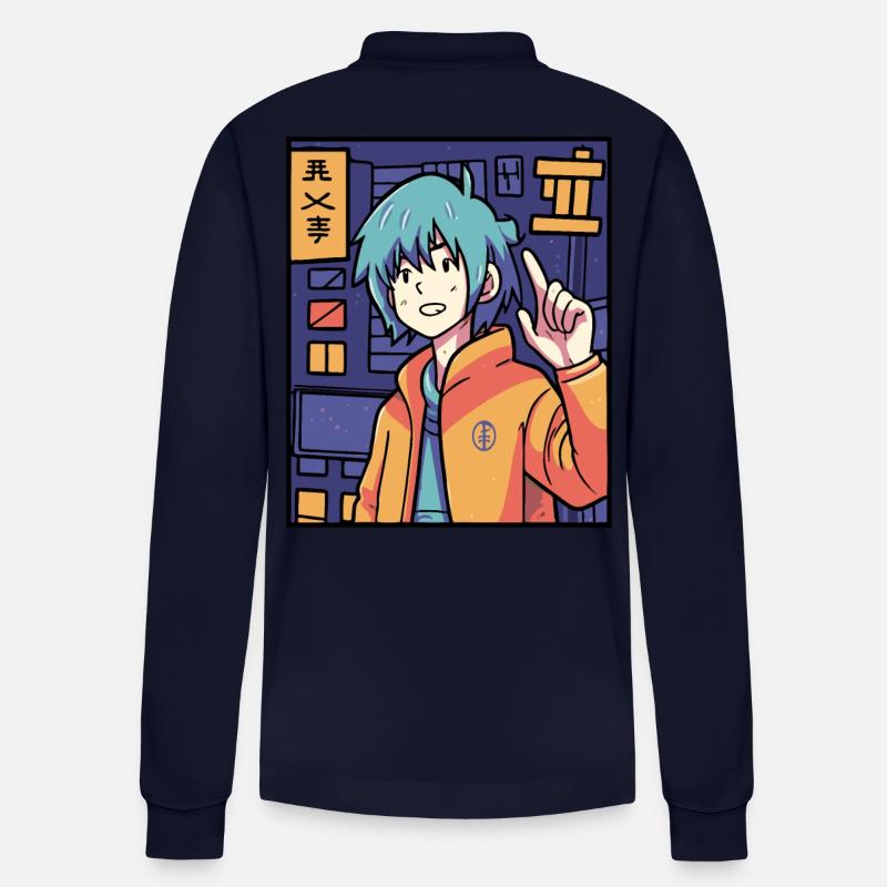 Anime-Junge - Stanley/Stella Unisex Bio-Langarm-Poloshirt Prepster - Navy