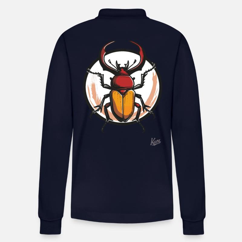 Großer, Dicker, Mächtiger XXL-Hirschkäfer - Stanley/Stella Unisex Bio-Langarm-Poloshirt Prepster - Navy