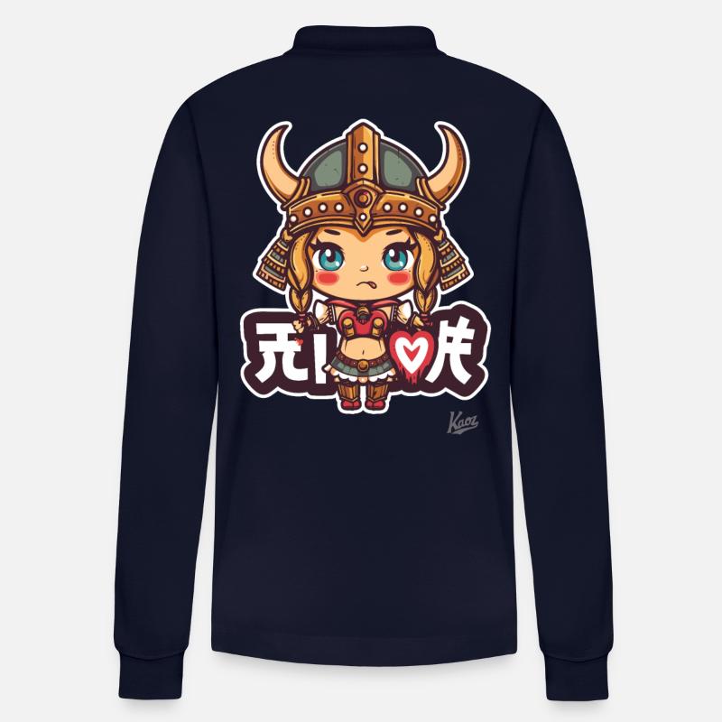 mignon chibi barbare viking fille - Polo à manches longues bio PREPSTER Stanley/Stella Unisexe - bleu marine