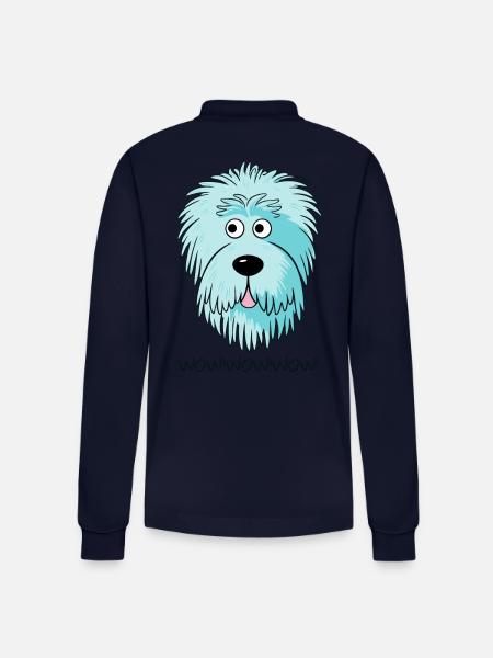 Wow! Bunter Candy-Doodle-Hund - Stanley/Stella Unisex Bio-Langarm-Poloshirt Prepster - Navy