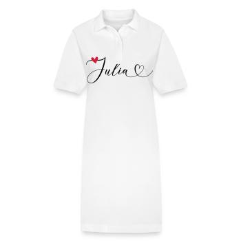 Julia Nom Prénom Calligraphie Coeur - Robe polo bio PAIGER Stanley/Stella Femme - blanc - Devant