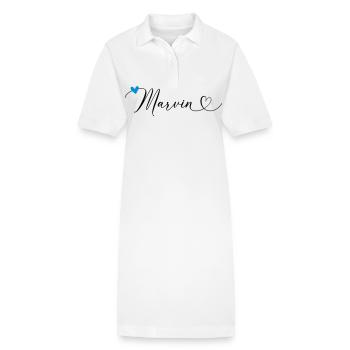 Marvin Last name First name Calligraphy heart - Stanley/Stella PAIGER Organic Women’s Polo Dress - white - Front
