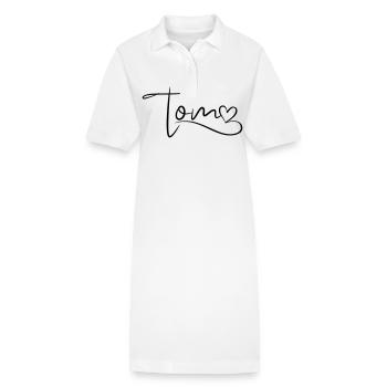 Tom Nom Prénom Coeur Décor - Robe polo bio PAIGER Stanley/Stella Femme - blanc - Devant