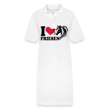I love Pferd Friesen - Stanley/Stella Frauen Bio-Polokleid PAIGER - Weiß - Vorne