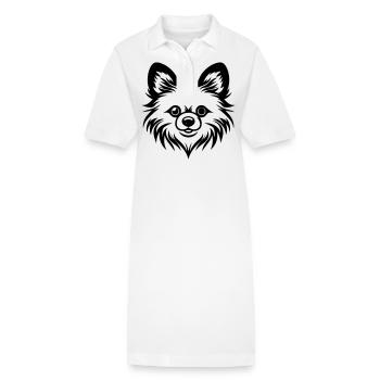 Tête de chien de Poméranie - Robe polo bio PAIGER Stanley/Stella Femme - blanc - Devant