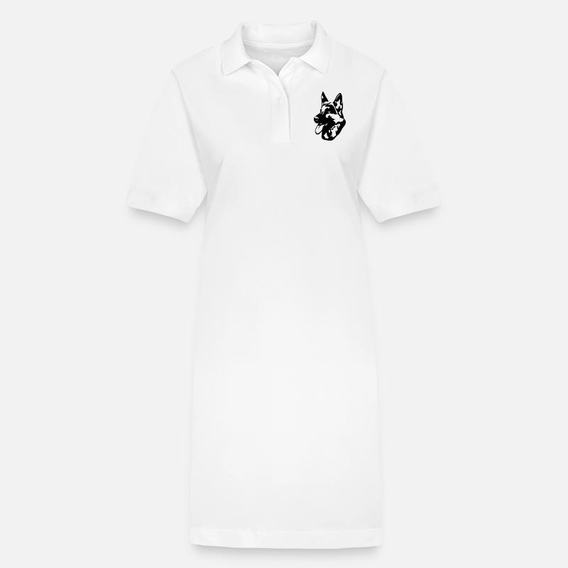 Hund Deutscher Schäferhund - Stanley/Stella Frauen Bio-Polokleid PAIGER - Weiß