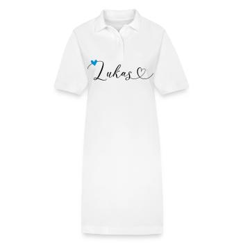 Lukas Name Vorname Kalligrafieherz - Stanley/Stella Frauen Bio-Polokleid PAIGER - Weiß - Vorne