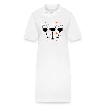 Weinglas Rotwein Symbol - Stanley/Stella Frauen Bio-Polokleid PAIGER - Weiß - Vorne
