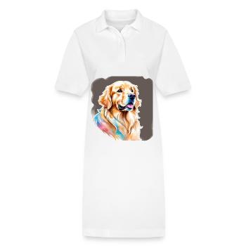 Aquarelles Golden Retriever - Robe polo bio PAIGER Stanley/Stella Femme - blanc - Devant