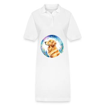 Aquarelles Golden Retriever - Robe polo bio PAIGER Stanley/Stella Femme - blanc - Devant